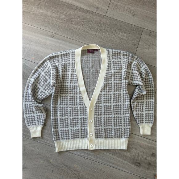 Cambridge Classics Grandpacore Cardigan Men’s M Wool Blend Houndstooth Knit - Picture 1 of 6